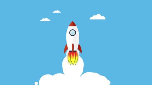Rocket Ship Flying in the Sky