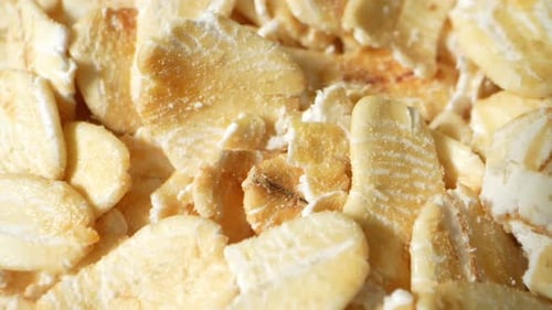 Delicious Pile of Oat Flakes Close Up