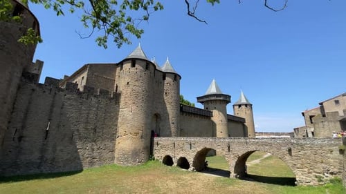 Carcassonne Castle in the south of France, inner city.
