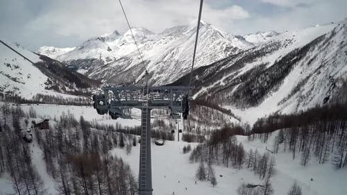 Timelapse of an gondola ride in the mountains of Saas Fee, Switzerland.