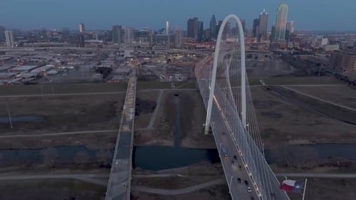 Twilight at the Margaret Hunt Hill Bridge in Dallas, Texas