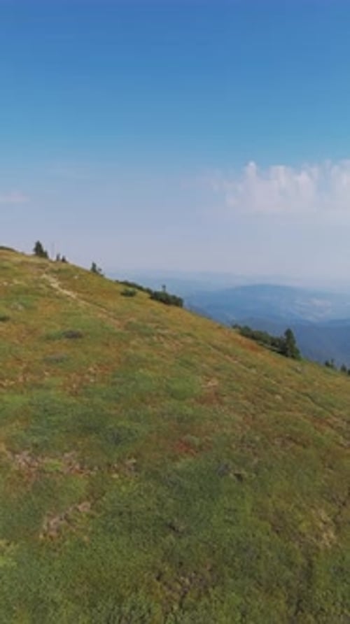 Mountain landscape with deep blue sky. Location: Bulgaria, Balkan Mountains Range, peak Kom