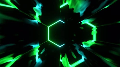 Cyan And Green Vortex Gate Neon Energy Flow Background VJ Loop In 4K