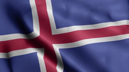 Realistic Fabric Texture Waving Flag of Iceland Seamless Loop