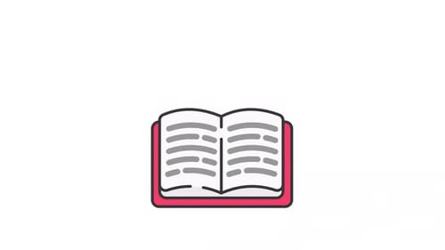 Flat Design Animated Open Book Icon with Page Turn