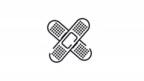 Animated Line Art Bandage Cross Icon