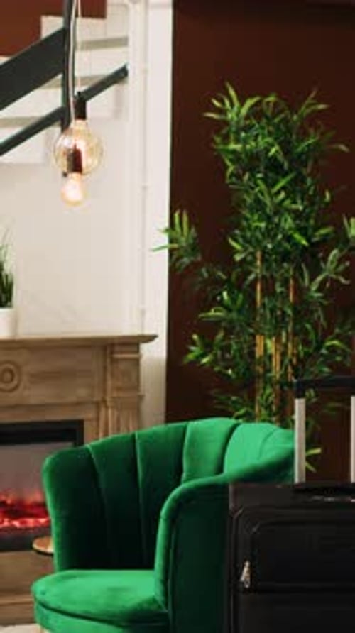 Vertical Video Hotel Lounge Area with Luxurious Couch