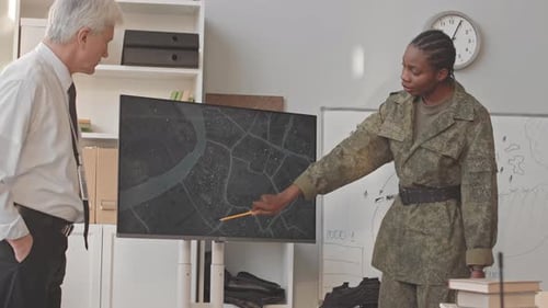 Female Army Officer Attending Seminar at Military Academy
