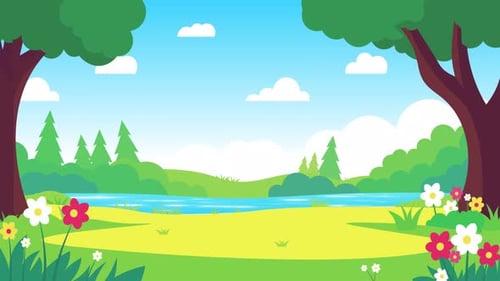 Cartoon Flat Design Nature Landscape Background