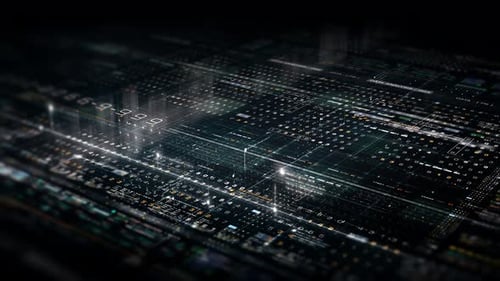Animated Digital Data Flow Background with Futuristic Code Elements