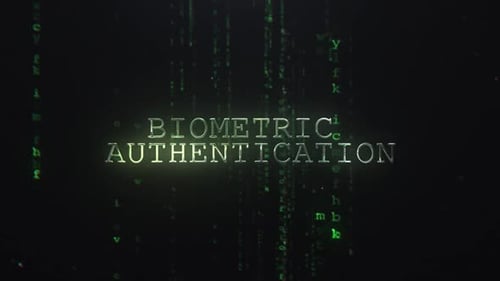 Futuristic Biometric Authentication Text Reveal with Digital Rain