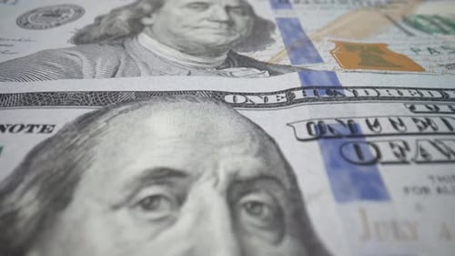 Extreme Nahaufnahme, Einhundert-Dollar-Scheine, US-Dollar, Papiergeld, Bargeld, Hintergrund, detaillierter amerikanischer Hintergrund