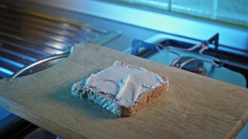 Sandwich Making Process Close Up in Kitchen