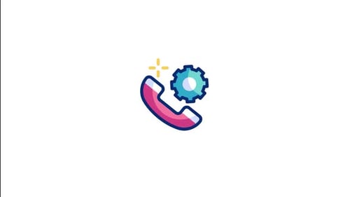 Animated Flat Design Phone and Gear Icon