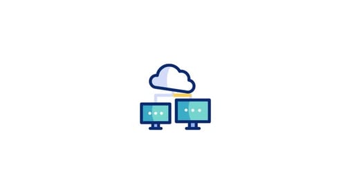 Cloud and Computer Network Connection Animated Icon