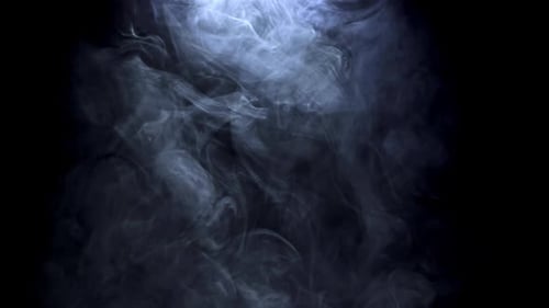 Rauch auf schwarzem Hintergrund, gefilmt mit einer Hochgeschwindigkeitskamera mit 1000 Bildern pro Sekunde