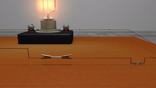 Electrical Circuit Animation with Light Bulb, Battery, and Switch