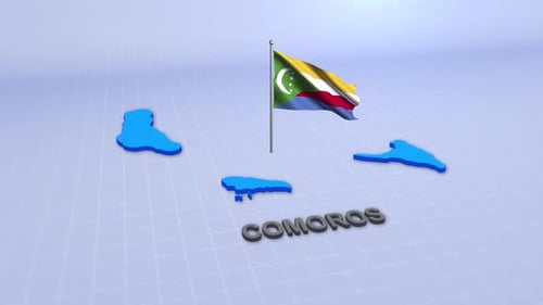 Karte der Komoren mit Flagge