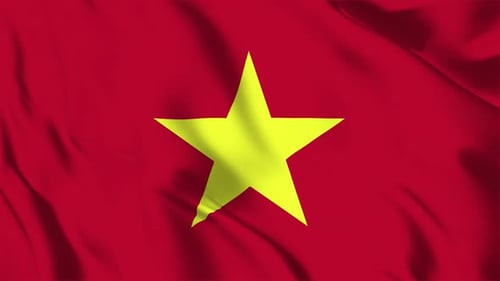 Realistic Waving Flag of Vietnam with Fabric Texture