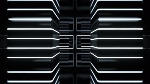 Weißraum mit gestreiften Säulen und Laserhintergrund VJ Loop in 4K