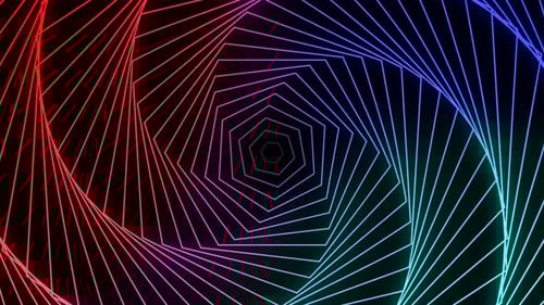 Spinning Neon Hexagon Tunnel Loop Background