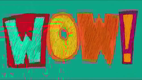 Colorful wow! animated sequence in seamless loop