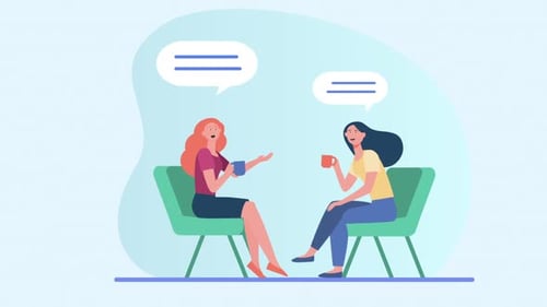 Animated Conversation Between Two People Flat Design