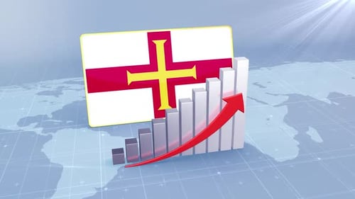 Guernsey Economic Growth Bar Chart Graph Rising Red Arrow