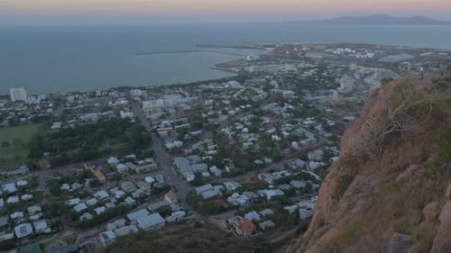 Scenic View At The Castle Hill Lookout At Townsville (Queensland, Australia) To The Cliff, Town, Coa