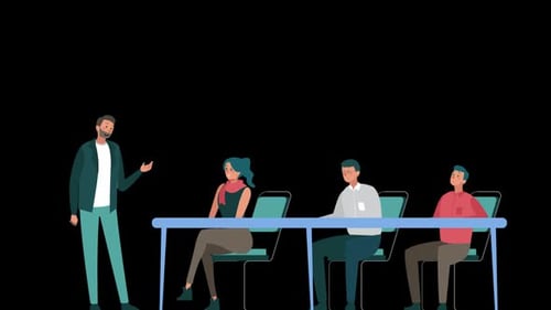 Teacher Teaches Students at University On Alpha Channel