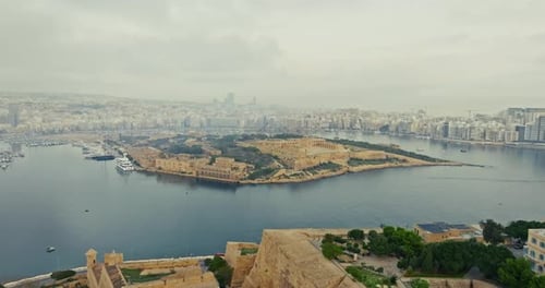 Cityscape of the Streets of Valletta Malta Aerial View