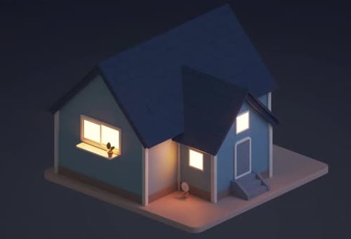 Modern Cartoon House Lights Flickering Animation