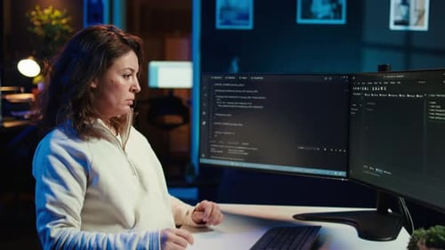 Programador independiente que escucha música mientras desarrolla software