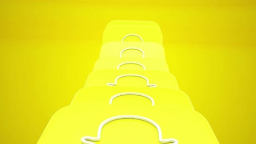 Fallende gelbe 3D-Symbole von Snapchat für Unternehmens-