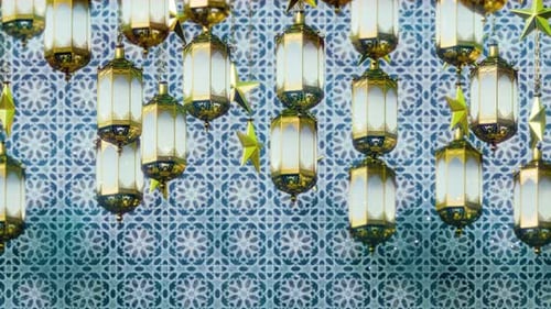 Elegant Golden Lanterns and Stars for Ramadan or Eid Celebration