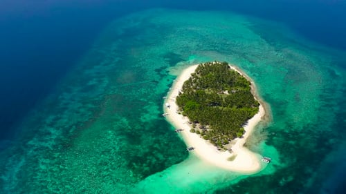 Tropical Island on a Coral Reef Top View Digyo Island Philippines