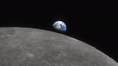 Realistic Earthrise from Moon Surface Space Animation