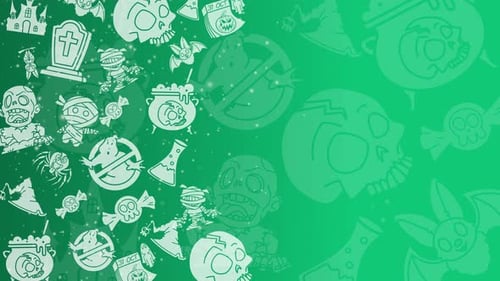 Animated Halloween pattern with fun green seamless pattern.