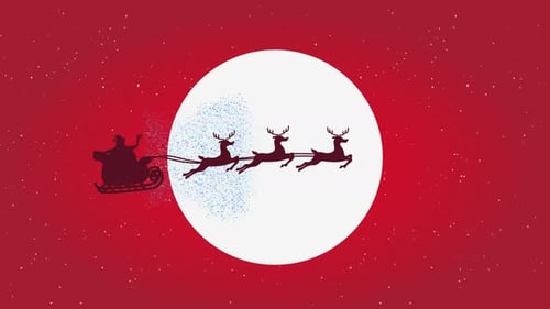 Christmas santa crossing moon animation 07 - 4K