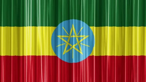 Ethiopian Flag Waving Curtain Animation