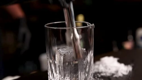 the bartender prepares a cocktail at the bar