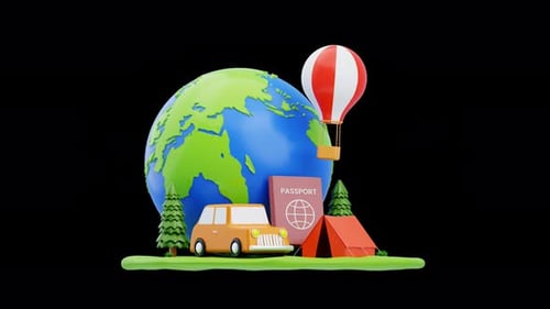 Animation 3D du monde des voyages et de l'aventure