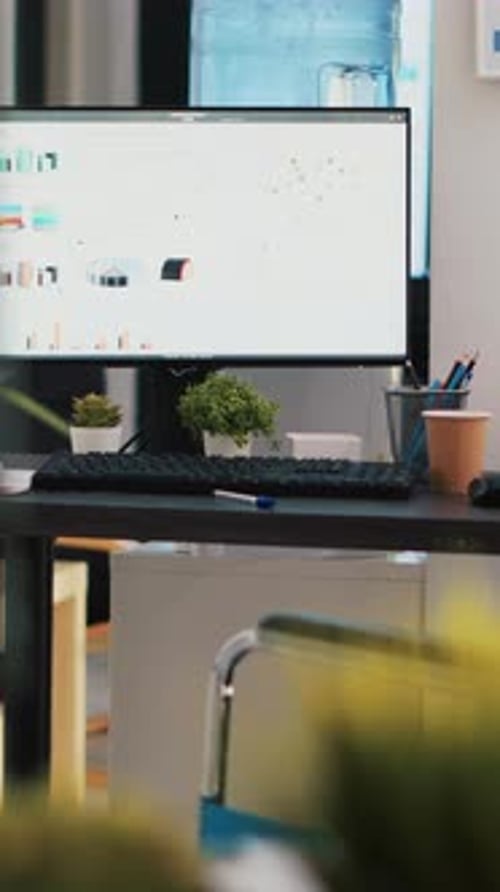 Computer Monitor Displaying Data in Modern Office