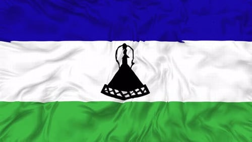 Waving Flag of Lesotho National Symbol Animation