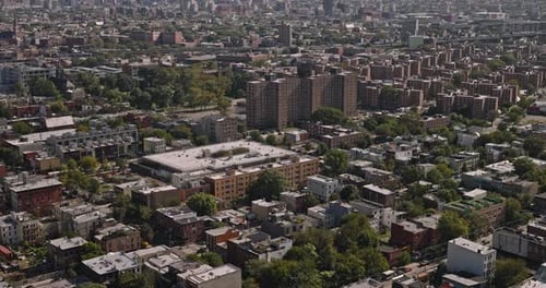 NYC New York Aerial v200 birds eye view drone flyover Red Hook Brooklyn residential neighborhood, ti
