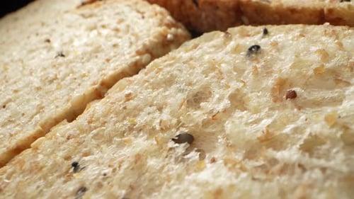 Macro Shot of Sliced Seeded Whole Wheat Bread