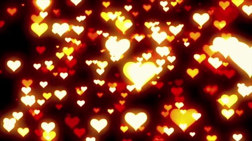 Sparkling Red and Golden Hearts Floating Background