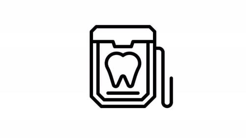 Animated Dental Floss Dispenser Line Icon