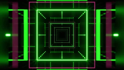 Green And Pink Geometric Neon Rotating Design Background Vj Loop In 4K
