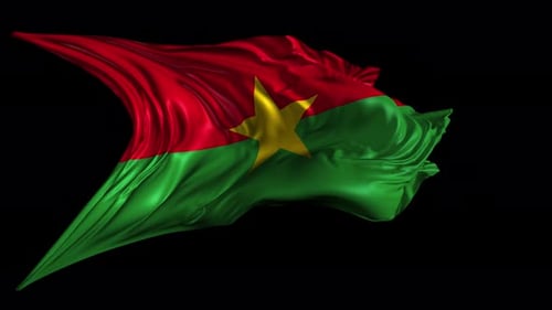 Burkina Faso Flag Waving Seamlessly on Black Background